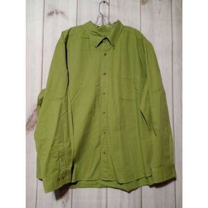 Eddie Bauer Shirt Men's XXL Green‎ Button Front Long Sleeve